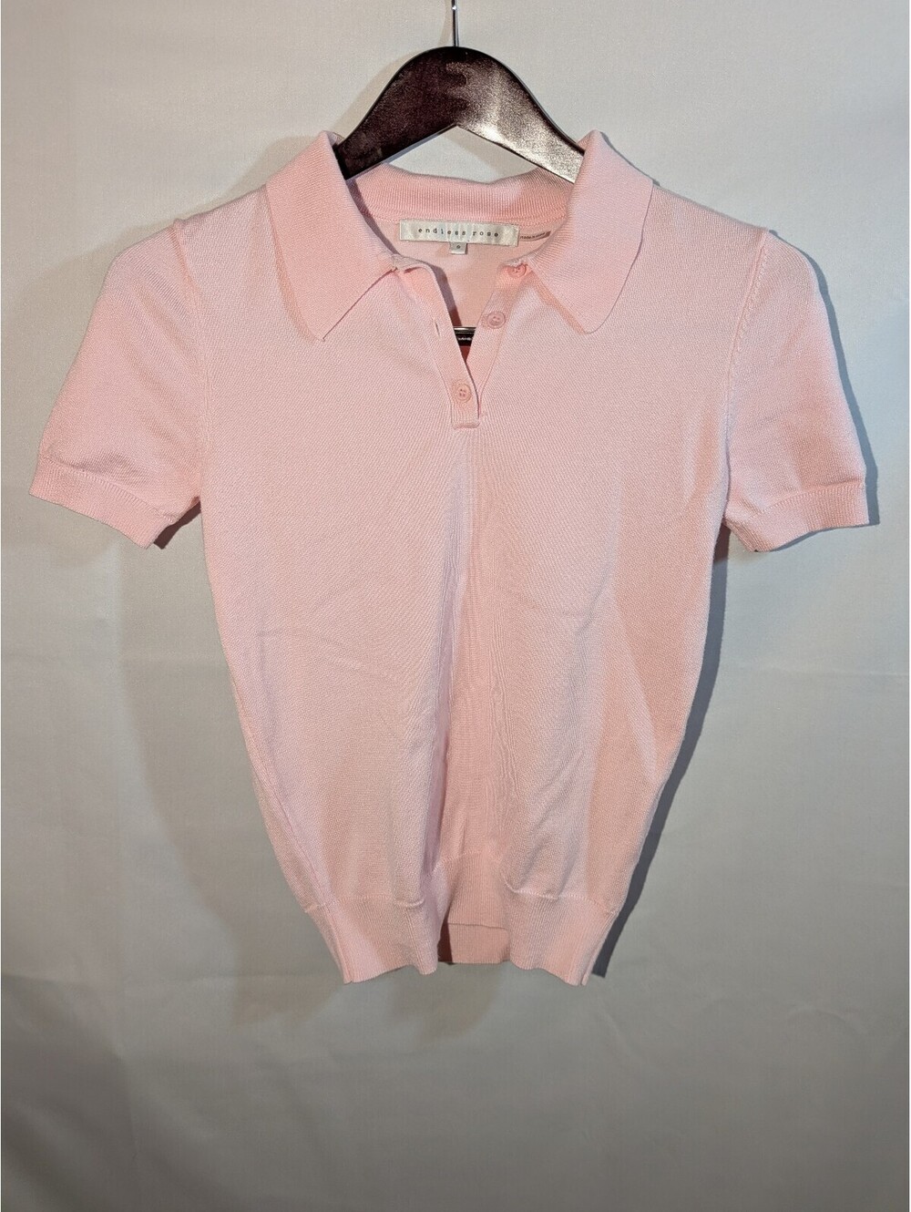 Endless Rose Women's Light Pink Short Sleeve Polo Shirt Size S